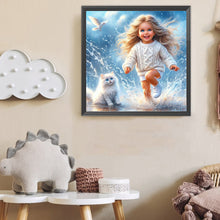 Load image into Gallery viewer, Cat And Child 40*40CM(Canvas) Full Round Drill Diamond Painting
