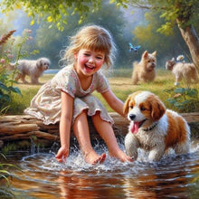 Load image into Gallery viewer, Dog And Child 40*40CM(Canvas) Full Round Drill Diamond Painting
