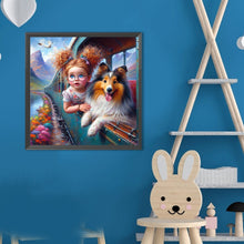 Load image into Gallery viewer, Dog And Child 40*40CM(Canvas) Full Round Drill Diamond Painting
