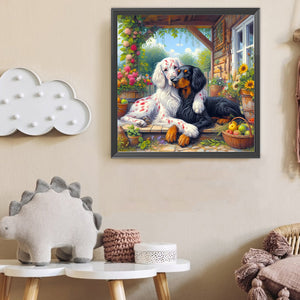 Two Dogs 40*40CM(Canvas) Full Round Drill Diamond Painting