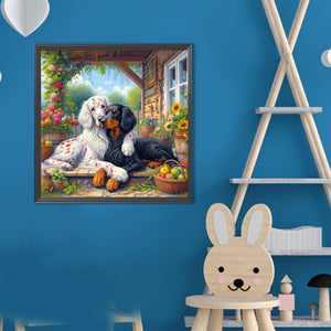 Two Dogs 40*40CM(Canvas) Full Round Drill Diamond Painting