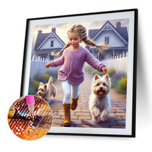 Load image into Gallery viewer, Dog And Little Girl 40*40CM(Canvas) Full Round Drill Diamond Painting
