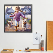 Load image into Gallery viewer, Dog And Little Girl 40*40CM(Canvas) Full Round Drill Diamond Painting
