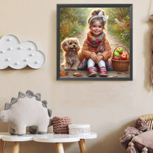 Load image into Gallery viewer, Dog And Little Girl 40*40CM(Canvas) Full Round Drill Diamond Painting
