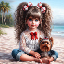 Load image into Gallery viewer, Dog And Little Girl 40*40CM(Canvas) Full Round Drill Diamond Painting
