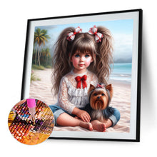 Load image into Gallery viewer, Dog And Little Girl 40*40CM(Canvas) Full Round Drill Diamond Painting
