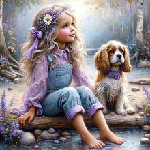 Load image into Gallery viewer, Dog And Little Girl 40*40CM(Canvas) Full Round Drill Diamond Painting
