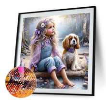 Load image into Gallery viewer, Dog And Little Girl 40*40CM(Canvas) Full Round Drill Diamond Painting
