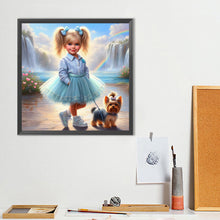 Load image into Gallery viewer, Dog And Little Girl 40*40CM(Canvas) Full Round Drill Diamond Painting
