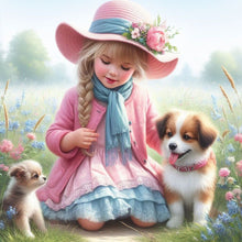 Load image into Gallery viewer, Dog And Little Girl 40*40CM(Canvas) Full Round Drill Diamond Painting
