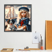Load image into Gallery viewer, Dog And Little Girl 40*40CM(Canvas) Full Round Drill Diamond Painting
