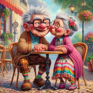 Warm Elderly Couple 40*40CM(Canvas) Full Round Drill Diamond Painting