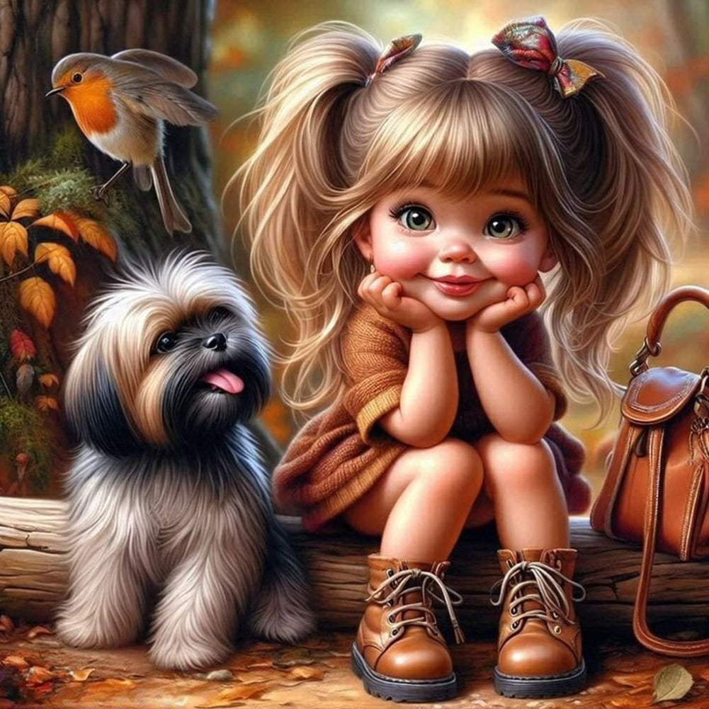 Cute Child 40*40CM(Canvas) Full Round Drill Diamond Painting