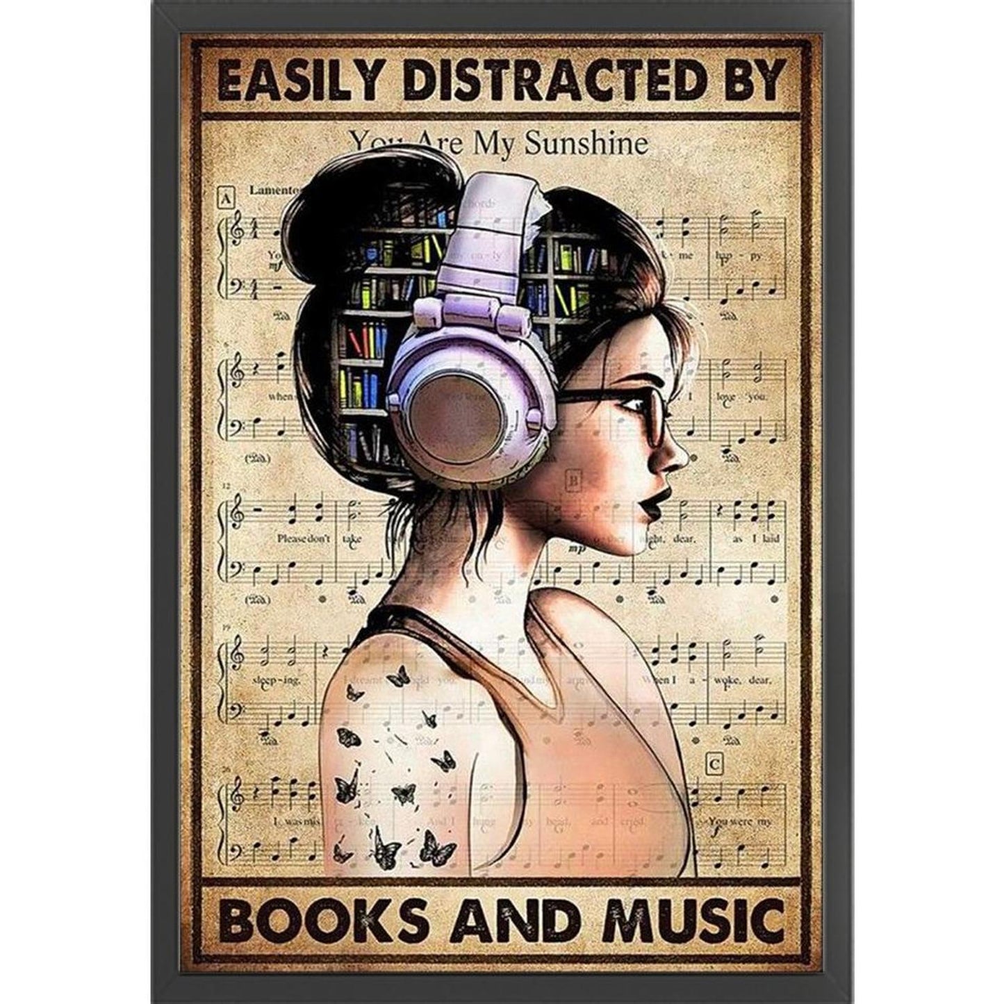 Girl With Headphones - Full 11CT Stamped Cross Stitch 40x60CM - Huacan
