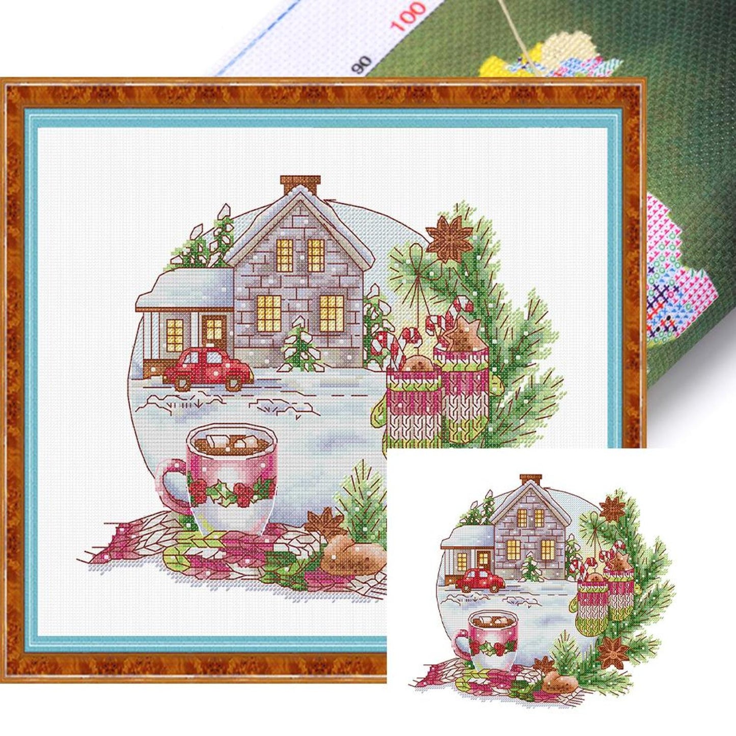 Warm Christmas Mood - Partial 14CT Stamped Cross Stitch 34x30CM - Joy Sunday Backstitch