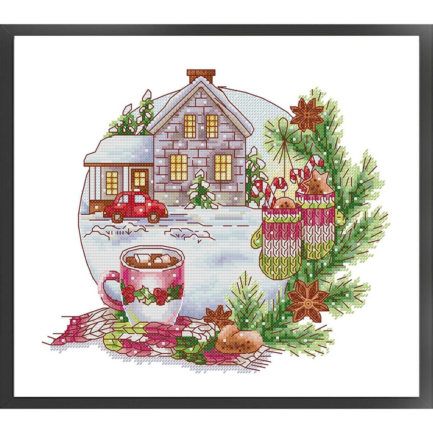 Warm Christmas Mood - Partial 14CT Stamped Cross Stitch 34x30CM - Joy Sunday Backstitch