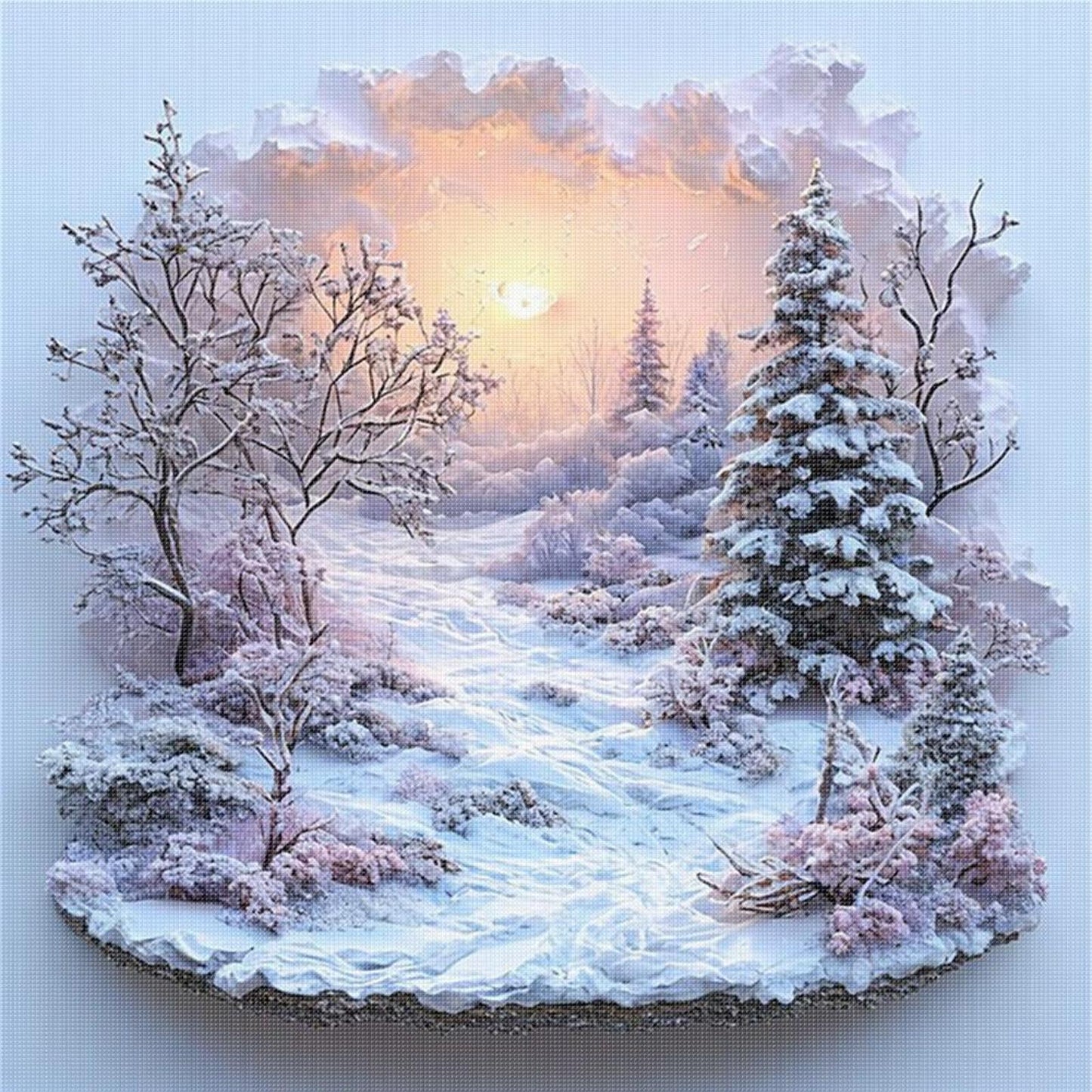 Winter Of Four Seasons Scenery - Full 11CT Stamped Cross Stitch 50x50CM - Huacan