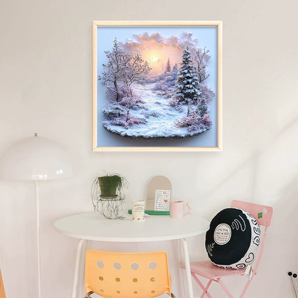 Winter Of Four Seasons Scenery - Full 11CT Stamped Cross Stitch 50x50CM - Huacan