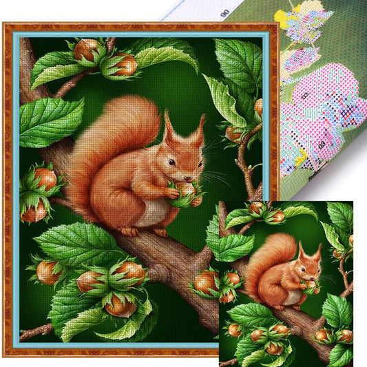Squirrel On Branch - Full 11CT Stamped Cross Stitch 40x50CM - Huacan