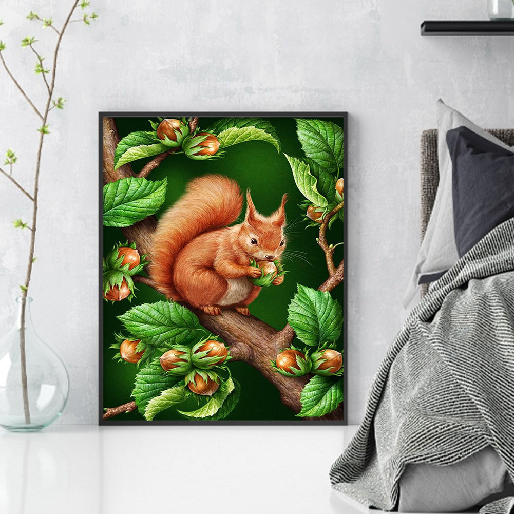 Squirrel On Branch - Full 11CT Stamped Cross Stitch 40x50CM - Huacan