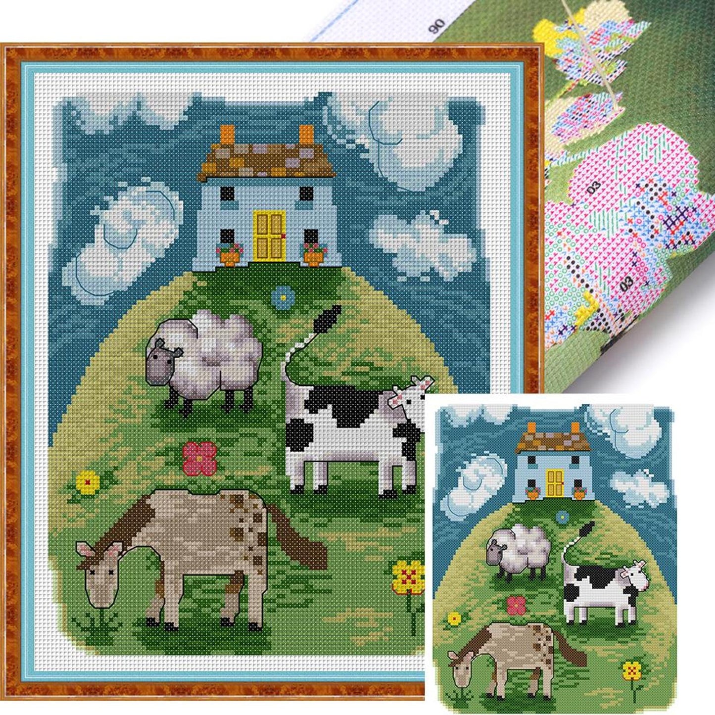 Pasture - Full 14CT Stamped Cross Stitch 26x30CM - Joy Sunday Backstitch
