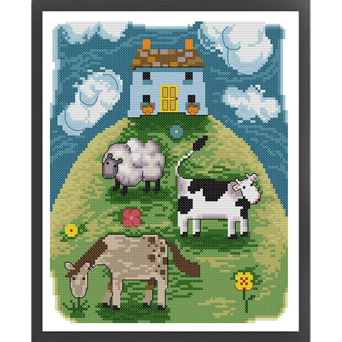 Pasture - Full 14CT Stamped Cross Stitch 26x30CM - Joy Sunday Backstitch