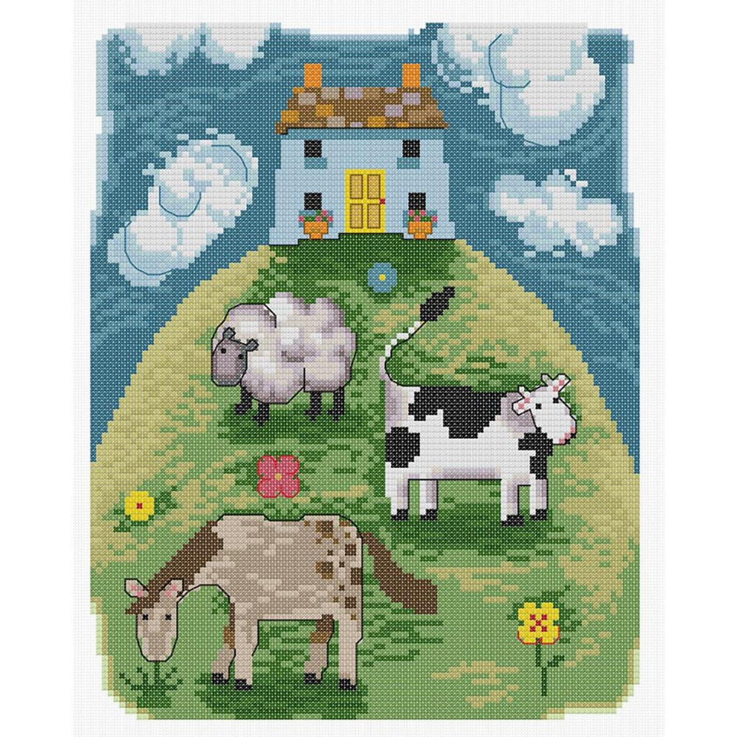 Pasture - Full 14CT Stamped Cross Stitch 26x30CM - Joy Sunday Backstitch