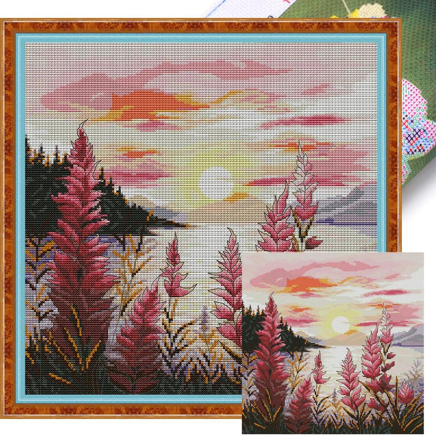 Sunset - Full 14CT Stamped Cross Stitch 37x37CM - Joy Sunday