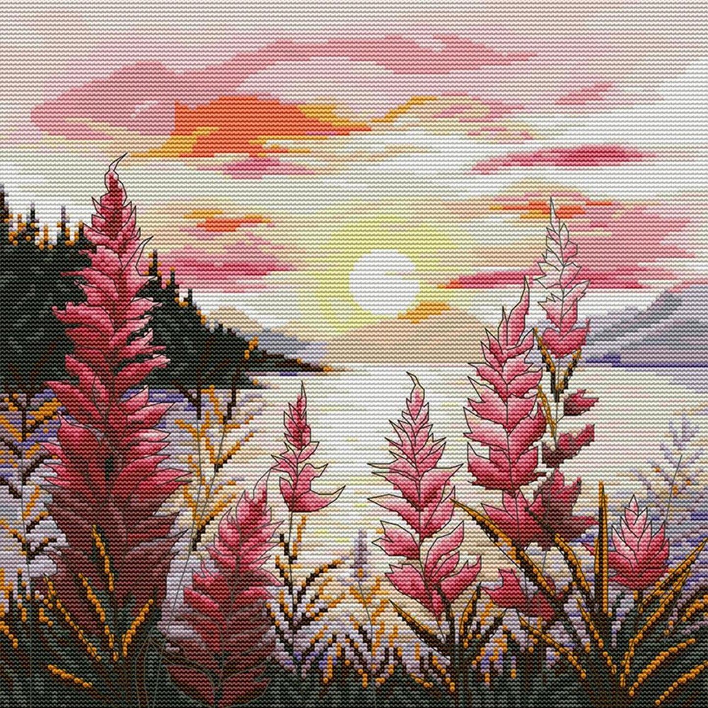 Sunset - Full 14CT Stamped Cross Stitch 37x37CM - Joy Sunday