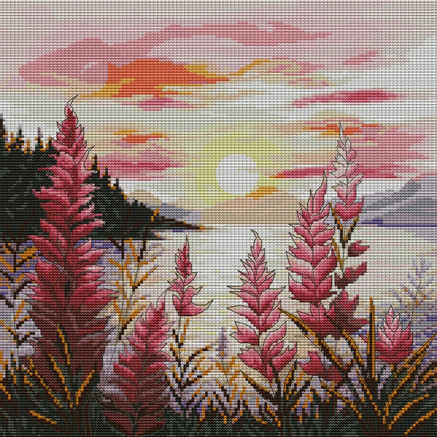 Sunset - Full 14CT Stamped Cross Stitch 37x37CM - Joy Sunday