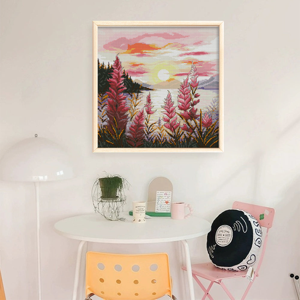 Sunset - Full 14CT Stamped Cross Stitch 37x37CM - Joy Sunday