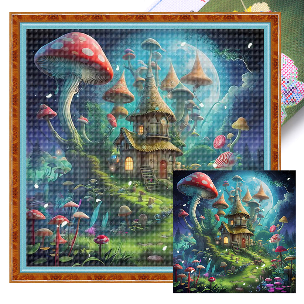 Mushroom Cottage - 40*40CM 16CT Stamped Cross Stitch