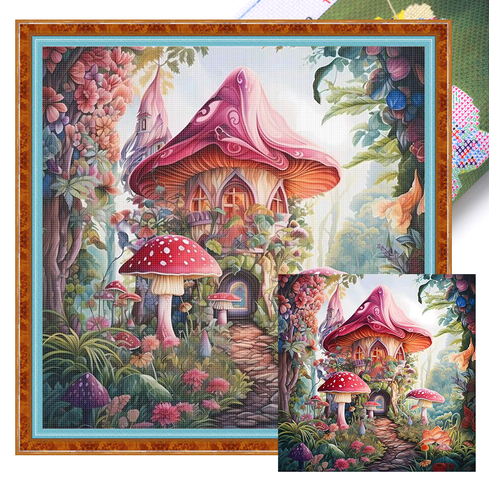 Mushroom Cottage - 40*40CM 16CT Stamped Cross Stitch