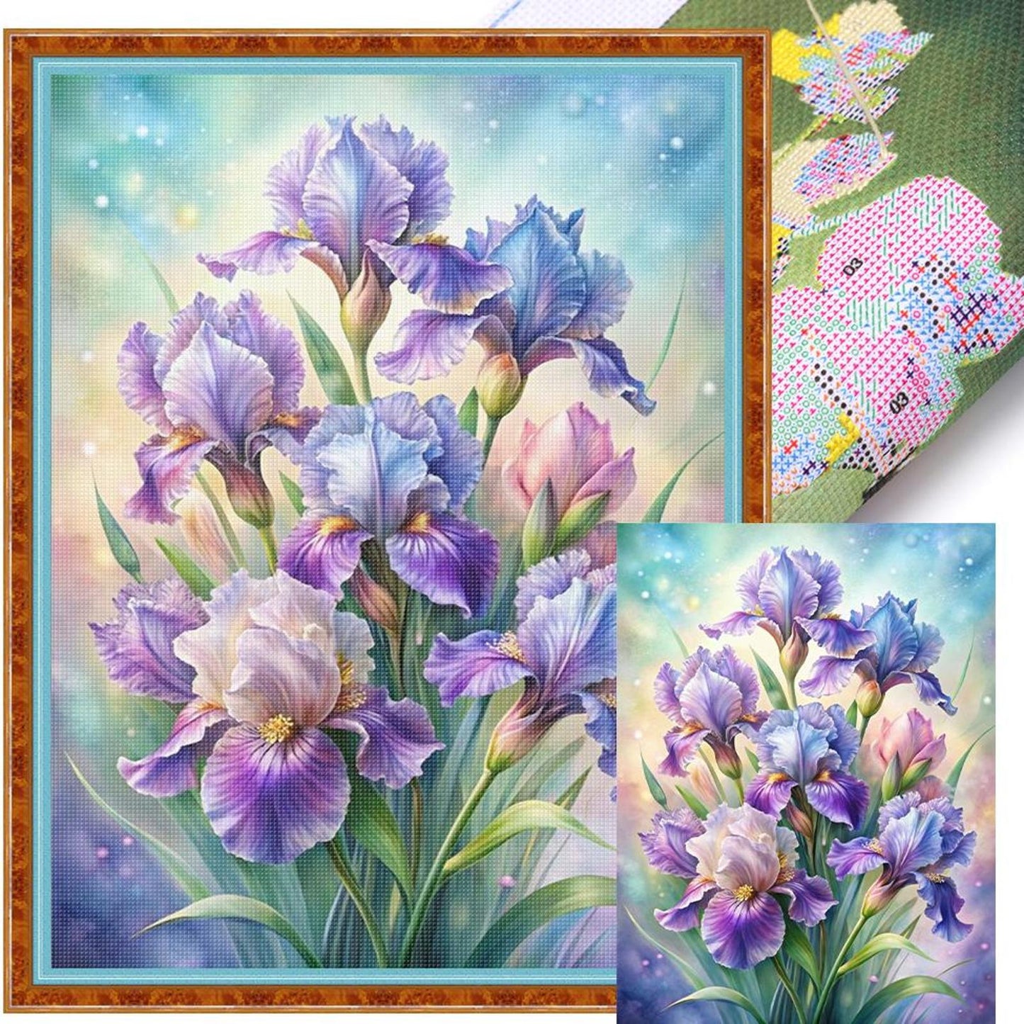Flowers - Full 11CT Stamped Cross Stitch 40x55CM - Yishu