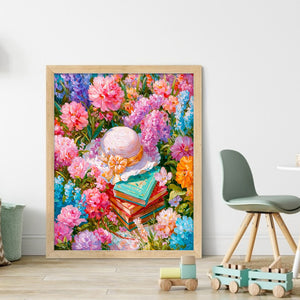 Hat in a Flower Field - 40*50CM 14CT Stamped Cross Stitch