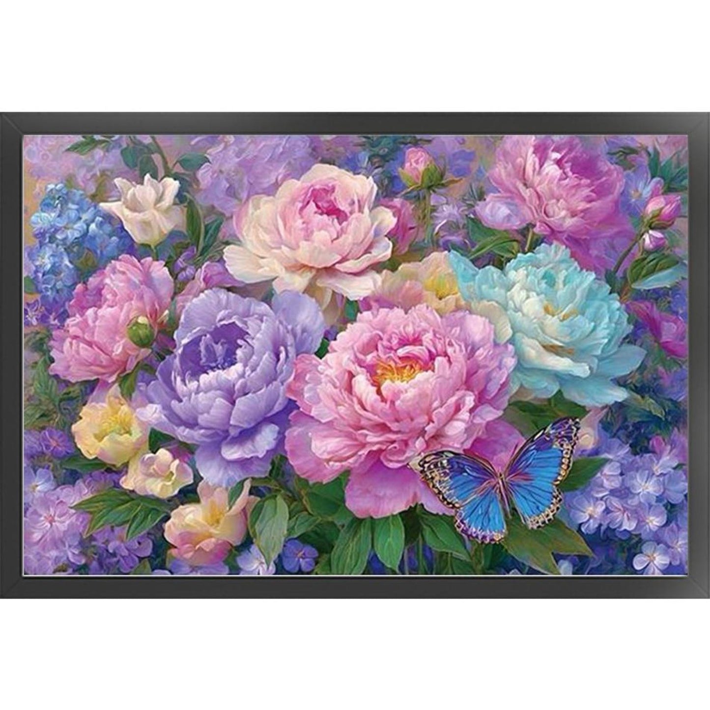 Flowers And Butterflies - Full 14CT Stamped Cross Stitch 60x40CM - Huacan