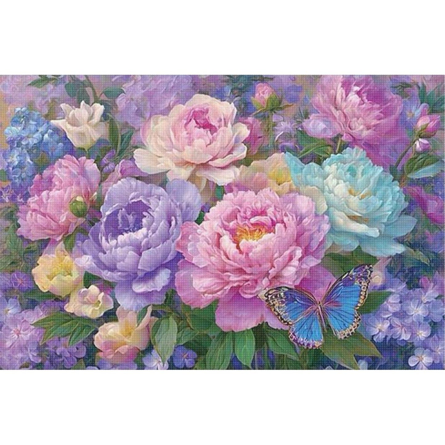 Flowers And Butterflies - Full 14CT Stamped Cross Stitch 60x40CM - Huacan