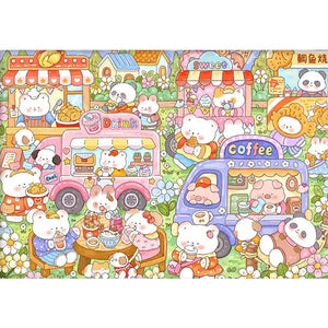 Rabbit Food Court - 120*85CM   Stamped Cross Stitch（Mona Lisa Brand）