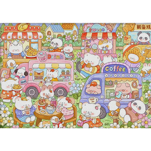Rabbit Food Court - 120*85CM   Stamped Cross Stitch（Mona Lisa Brand）