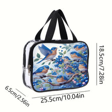 Load image into Gallery viewer, DIY Bluebird Diamond Painting Bling Rhinestone Makeup Bag Large Storage Bag
