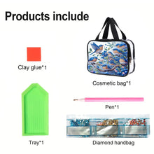Load image into Gallery viewer, DIY Bluebird Diamond Painting Bling Rhinestone Makeup Bag Large Storage Bag
