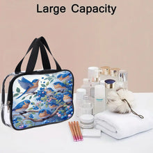 Load image into Gallery viewer, DIY Bluebird Diamond Painting Bling Rhinestone Makeup Bag Large Storage Bag
