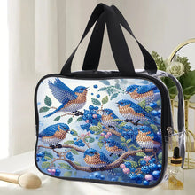 Load image into Gallery viewer, DIY Bluebird Diamond Painting Bling Rhinestone Makeup Bag Large Storage Bag
