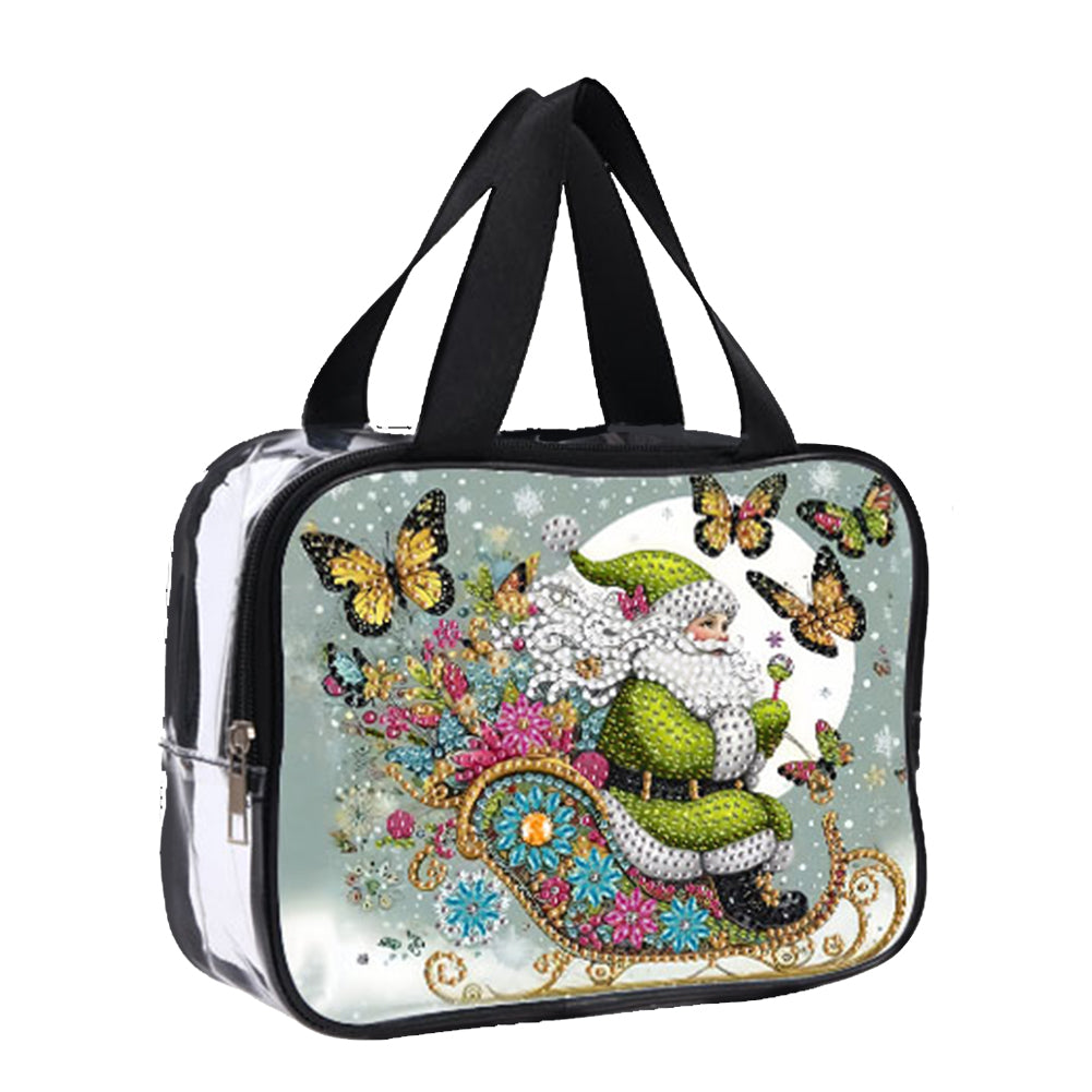 Christmas DIY Santa Claus Diamond Painting Bling Rhinestone Makeup Bag Large Storage Bag