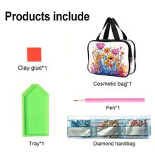Load image into Gallery viewer, DIY Flower Diamond Painting Bling Rhinestone Makeup Bag Large Storage Bag
