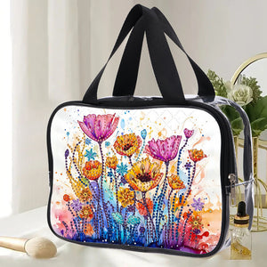 DIY Flower Diamond Painting Bling Rhinestone Makeup Bag Large Storage Bag