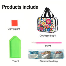 Load image into Gallery viewer, DIY Flower Diamond Painting Bling Rhinestone Makeup Bag Large Storage Bag
