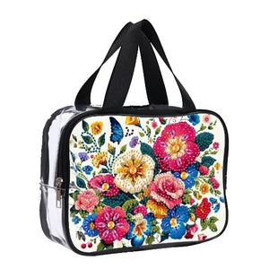 DIY Flower Diamond Painting Bling Rhinestone Makeup Bag Large Storage Bag