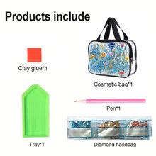 Load image into Gallery viewer, DIY Flower Diamond Painting Bling Rhinestone Makeup Bag Large Storage Bag
