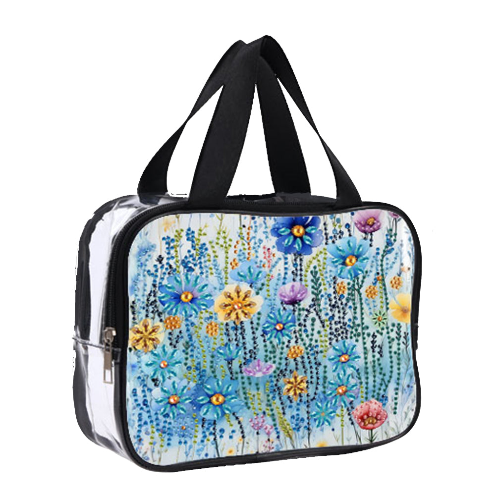 DIY Flower Diamond Painting Bling Rhinestone Makeup Bag Large Storage Bag